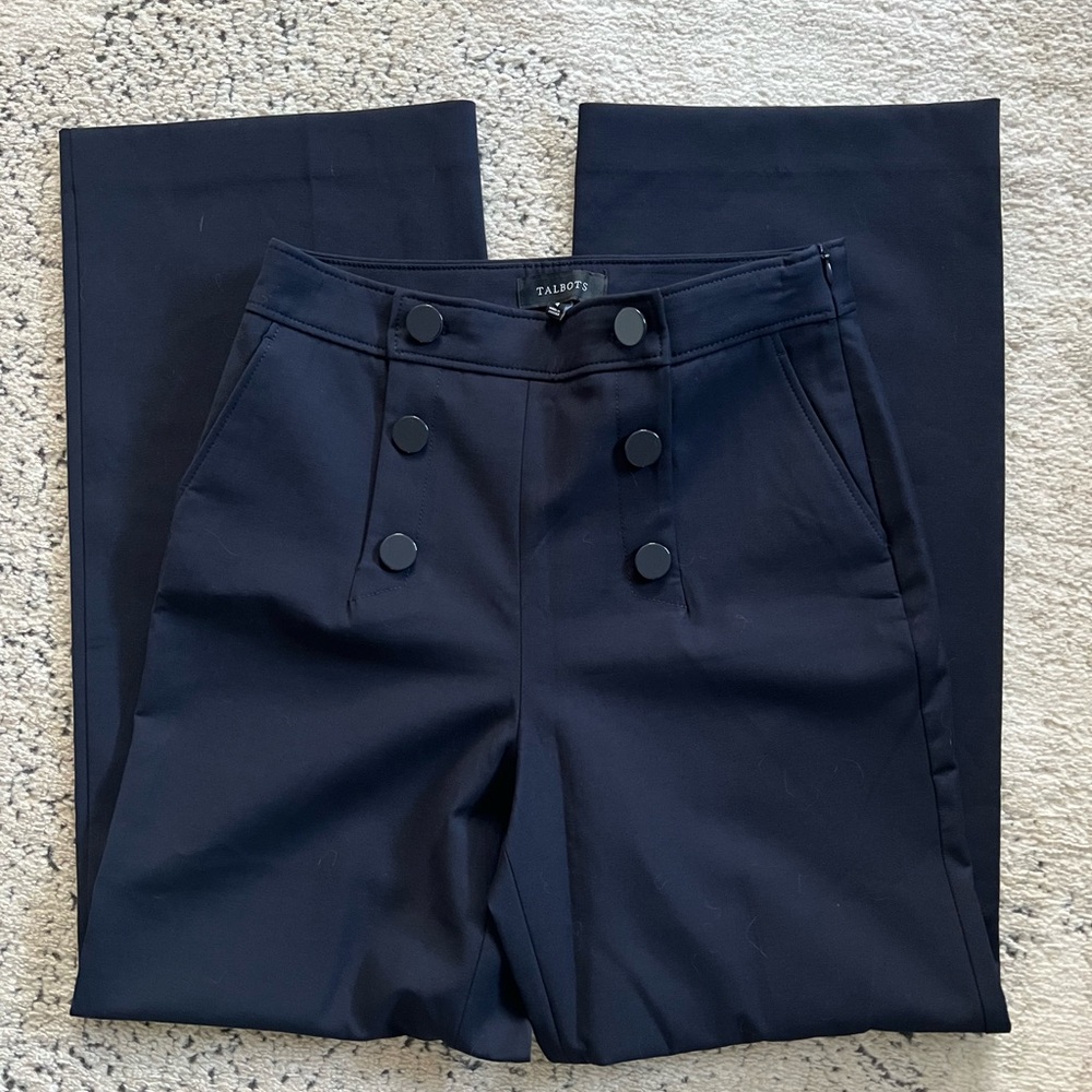 Talbots Navy Sailor-Button High Waist Trousers